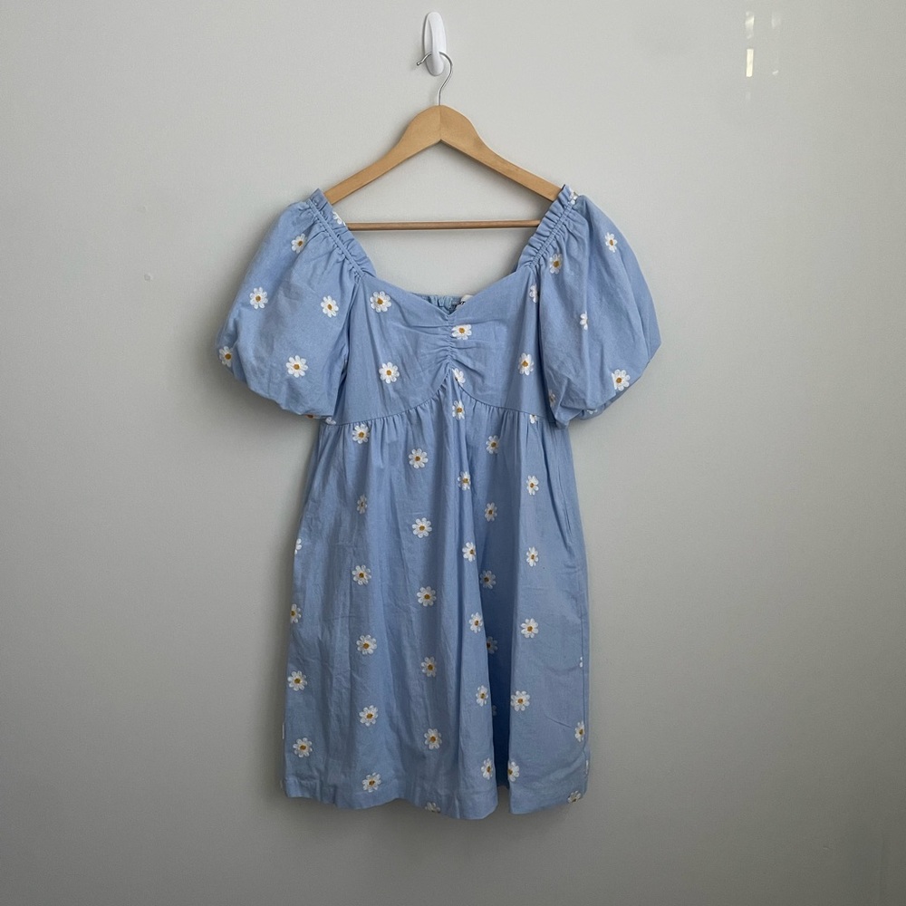 Altar'd State Blue Floral Embroidered Mini Dress
